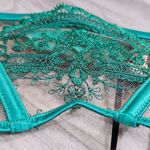 Honey Birdette Gabrielle Emerald Suspender Garter Belt Size L ~ NWT - Picture 6 of 6